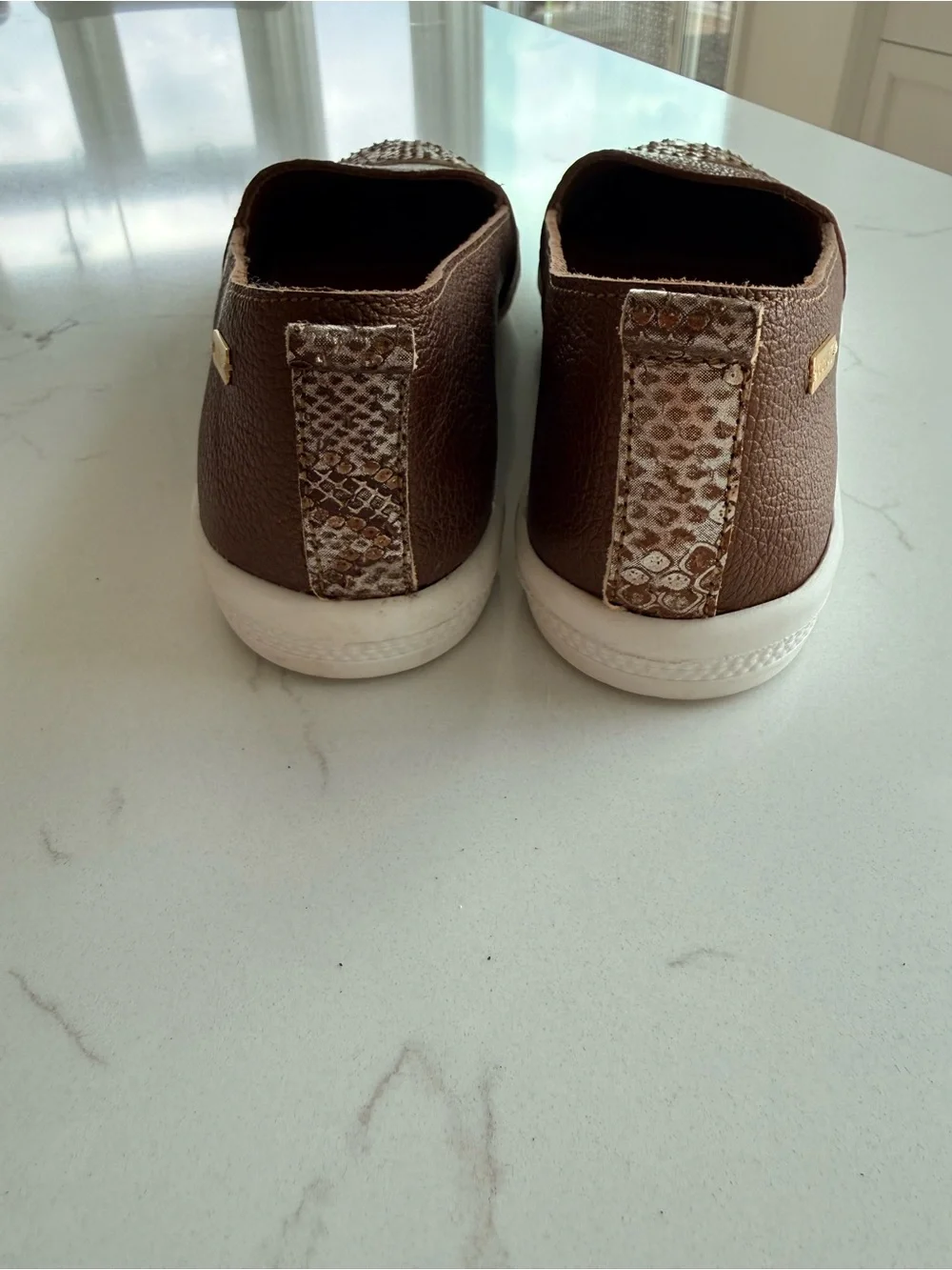 Kaanas Brown Slip On Loafer with Textured Toe 36